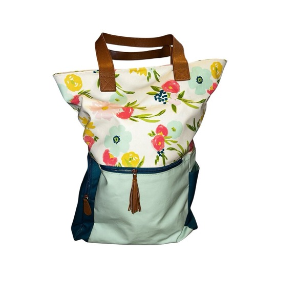 Cloud Island Fold Over Convertible Backpack Diaper Bag Floral Print - Picture 1 of 5
